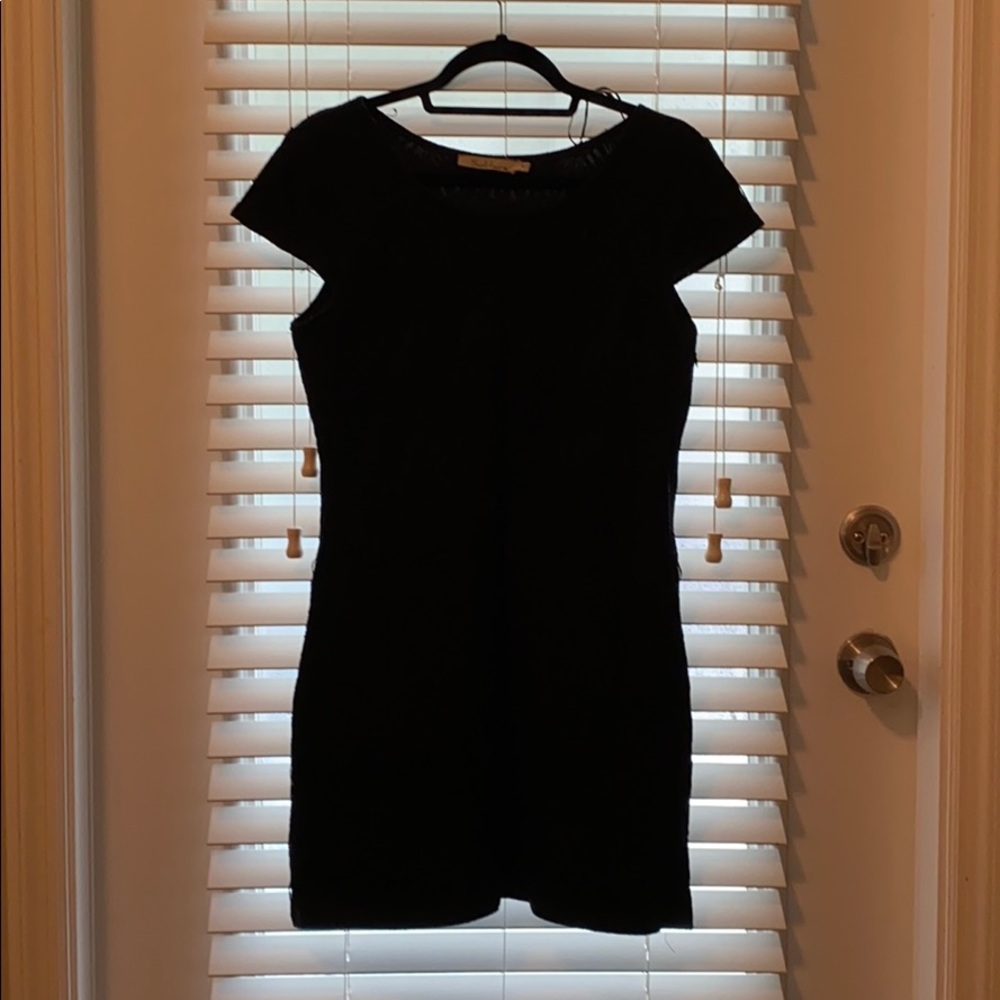 Laced feel black above knee dress